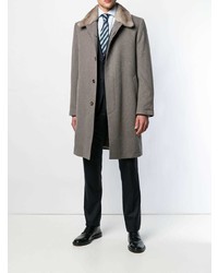 Manteau à col fourrure gris Corneliani