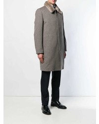 Manteau à col fourrure gris Corneliani