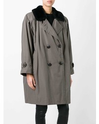 Manteau à col fourrure gris Yves Saint Laurent Vintage
