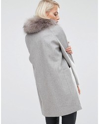 Manteau à col fourrure gris Asos