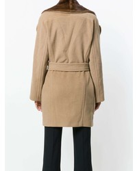 Manteau à col fourrure marron clair Christian Dior Vintage