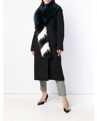 Manteau à col fourrure noir et blanc Off-White