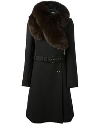 Manteau à col fourrure noir Blumarine