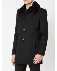 Manteau à col fourrure noir Saint Laurent