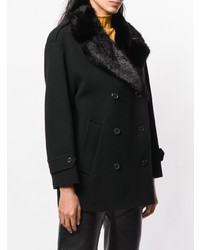 Manteau à col fourrure noir Moschino