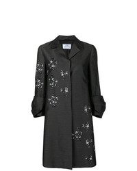 Manteau à fleurs gris foncé Prada Vintage