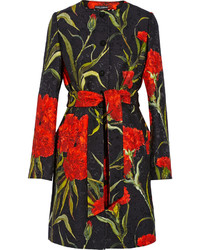 Manteau à fleurs noir Dolce & Gabbana