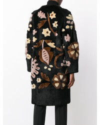 Manteau à fleurs noir Alberta Ferretti