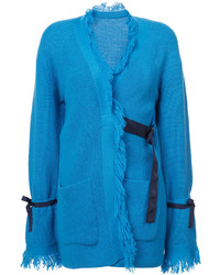 Manteau à franges bleu Sacai