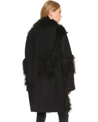 Manteau à franges noir DKNY