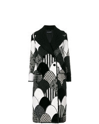 Manteau à patchwork noir et blanc