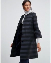 Manteau à rayures horizontales noir Helene Berman