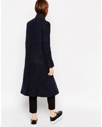 Manteau à rayures verticales bleu marine Asos