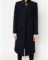 Manteau à rayures verticales bleu marine Asos