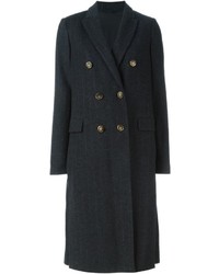 Manteau à rayures verticales gris foncé Brunello Cucinelli