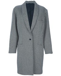 Manteau à rayures verticales noir et blanc