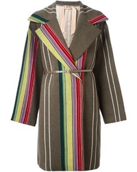 Manteau à rayures verticales olive No.21
