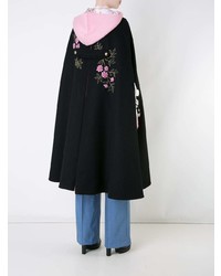 Manteau cape à fleurs noir Macgraw