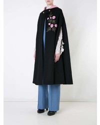 Manteau cape à fleurs noir Macgraw