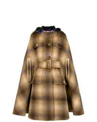Manteau cape écossais marron clair