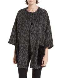 Manteau cape imprimé léopard noir