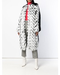 Manteau de fourrure à rayures horizontales blanc et noir Givenchy