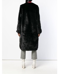 Manteau de fourrure à rayures horizontales blanc et noir Givenchy