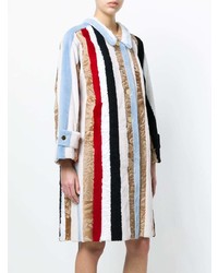 Manteau de fourrure à rayures verticales multicolore Thom Browne