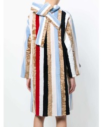 Manteau de fourrure à rayures verticales multicolore Thom Browne