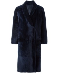 Manteau de fourrure bleu marine Brunello Cucinelli