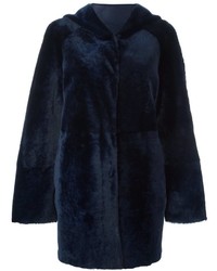 Manteau de fourrure bleu marine Drome