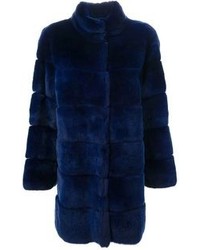 Manteau de fourrure bleu marine P.A.R.O.S.H.