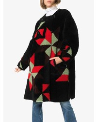 Manteau de fourrure géométrique noir Isabel Marant
