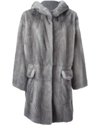 Manteau de fourrure gris