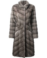 Manteau de fourrure gris