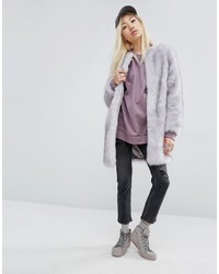 Manteau de fourrure gris