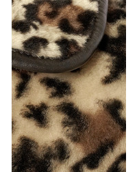 Manteau de fourrure imprimé léopard beige Miu Miu