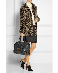 Manteau de fourrure imprimé léopard beige Miu Miu