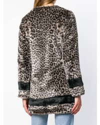 Manteau de fourrure imprimé léopard gris foncé La Seine & Moi