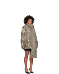 Manteau de fourrure imprimé léopard marron clair alexanderwang.t