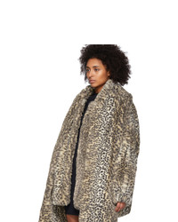 Manteau de fourrure imprimé léopard marron clair alexanderwang.t