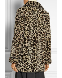 Manteau de fourrure imprimé léopard marron clair Miu Miu