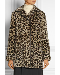 Manteau de fourrure imprimé léopard marron clair Miu Miu