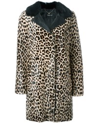 Manteau de fourrure imprimé léopard marron clair Twin-Set