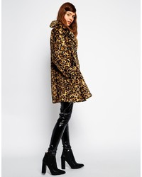 Manteau de fourrure imprimé léopard marron Asos
