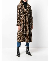 Manteau de fourrure imprimé léopard marron Yves Salomon