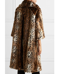 Manteau de fourrure imprimé léopard marron Erdem