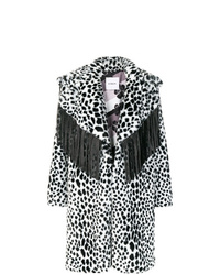 Manteau de fourrure imprimé léopard noir et blanc