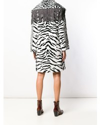 Manteau de fourrure imprimé léopard noir et blanc Ainea