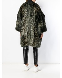Manteau de fourrure imprimé léopard vert foncé Junya Watanabe